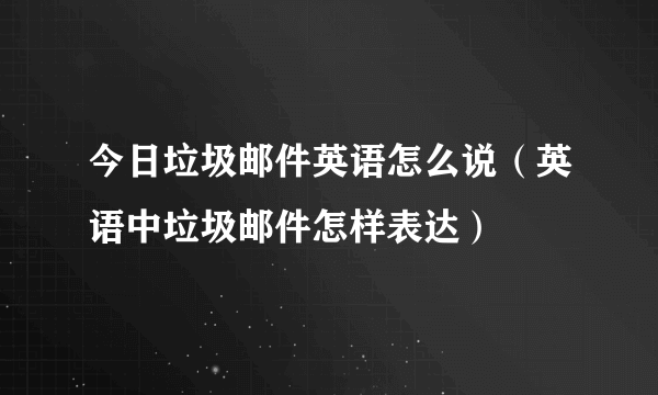 今日垃圾邮件英语怎么说（英语中垃圾邮件怎样表达）