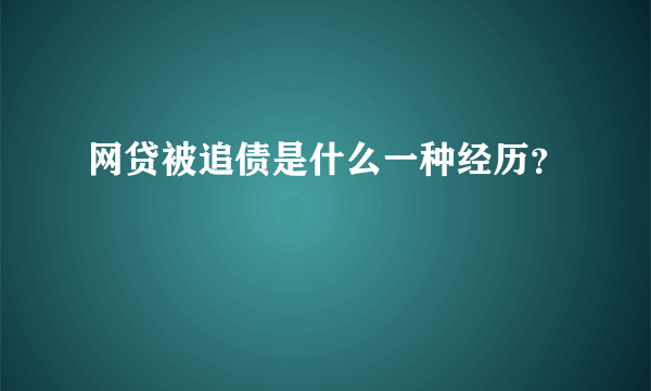 网贷被追债是什么一种经历？
