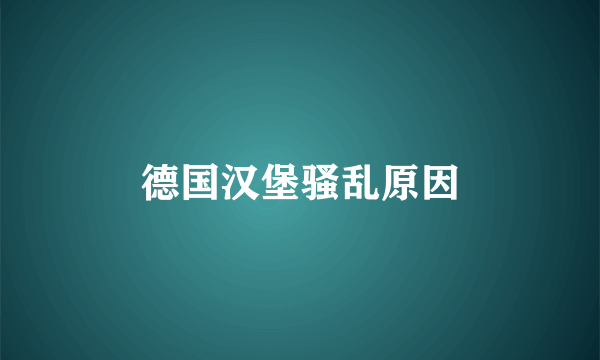 德国汉堡骚乱原因