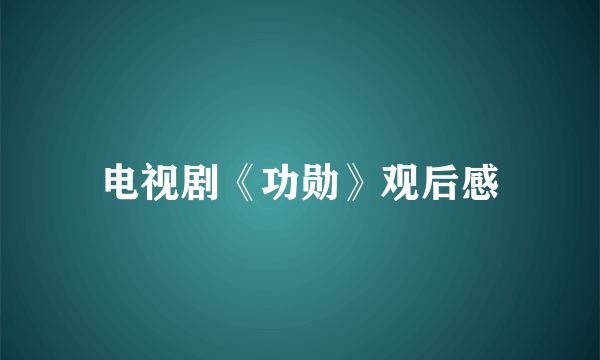 电视剧《功勋》观后感