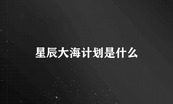 星辰大海计划是什么