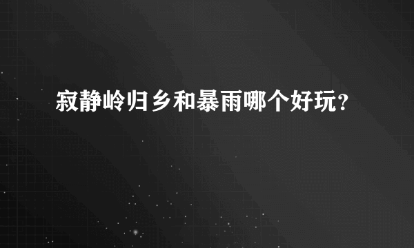 寂静岭归乡和暴雨哪个好玩？