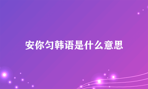 安你匀韩语是什么意思
