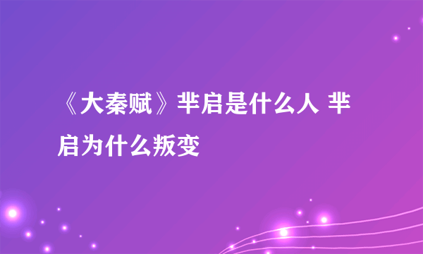 《大秦赋》芈启是什么人 芈启为什么叛变