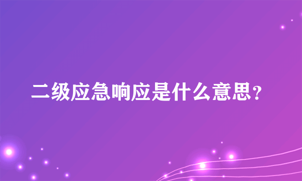 二级应急响应是什么意思？