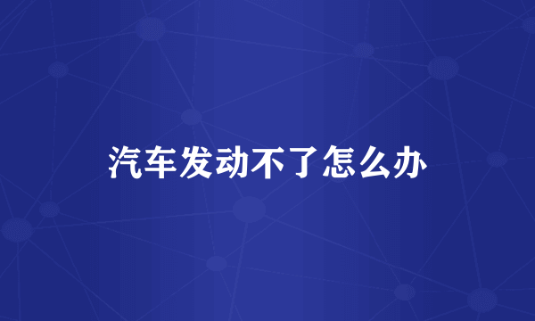 汽车发动不了怎么办