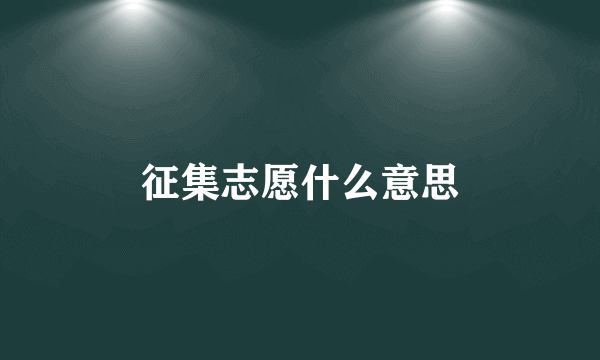 征集志愿什么意思