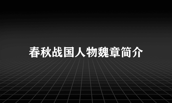 春秋战国人物魏章简介