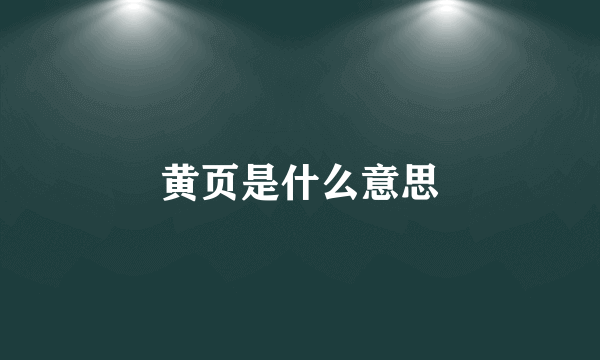黄页是什么意思