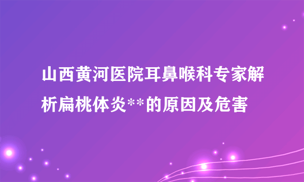 山西黄河医院耳鼻喉科专家解析扁桃体炎**的原因及危害 