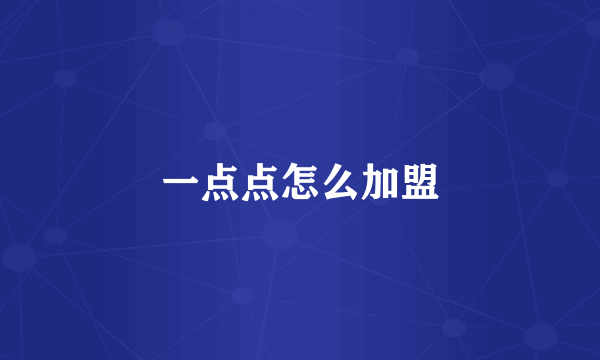 一点点怎么加盟