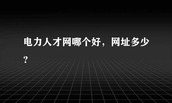 电力人才网哪个好，网址多少？