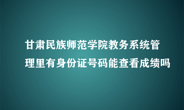 甘肃民族师范学院教务系统管理里有身份证号码能查看成绩吗
