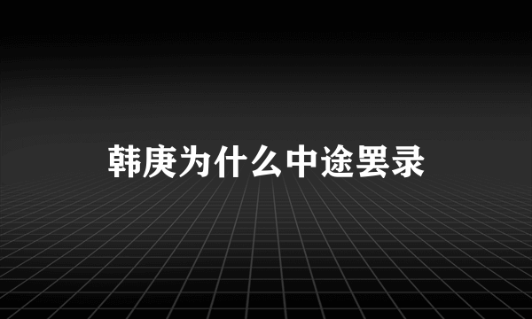 韩庚为什么中途罢录