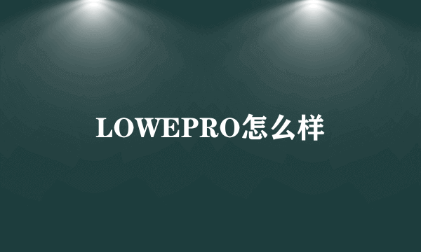 LOWEPRO怎么样
