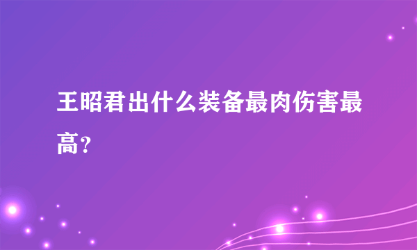 王昭君出什么装备最肉伤害最高？