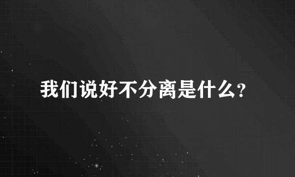 我们说好不分离是什么？