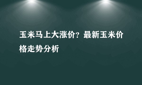 玉米马上大涨价？最新玉米价格走势分析