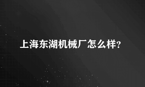 上海东湖机械厂怎么样？