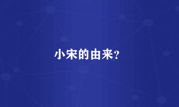 小宋的由来？