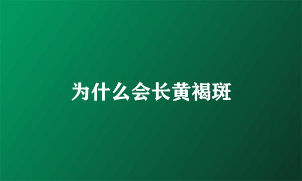 为什么会长黄褐斑