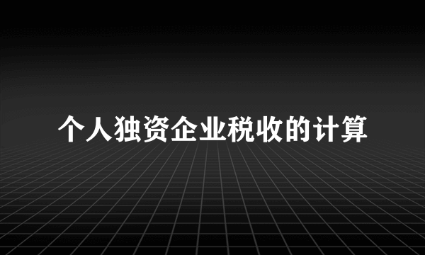 个人独资企业税收的计算