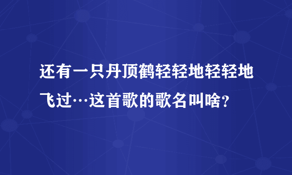 还有一只丹顶鹤轻轻地轻轻地飞过…这首歌的歌名叫啥？