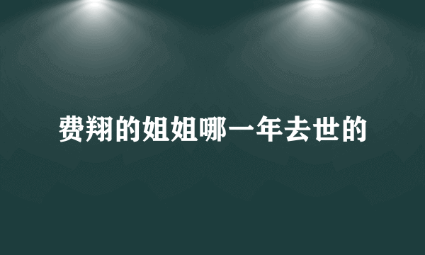 费翔的姐姐哪一年去世的