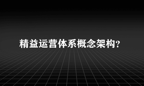 精益运营体系概念架构？