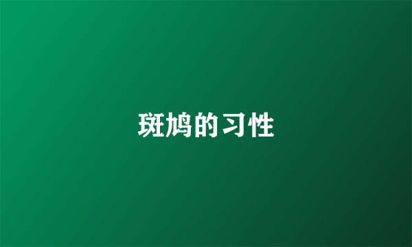 斑鸠的习性