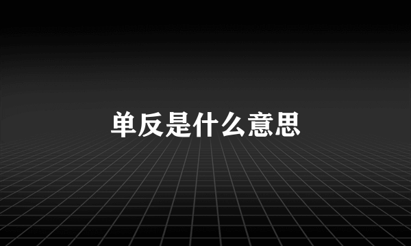 单反是什么意思