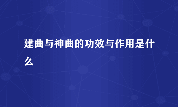 建曲与神曲的功效与作用是什么