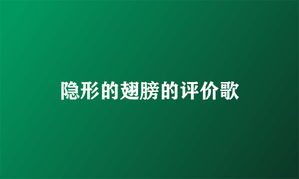 隐形的翅膀的评价歌
