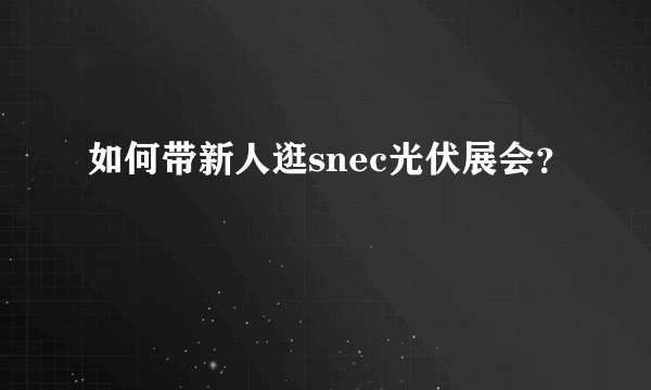 如何带新人逛snec光伏展会？