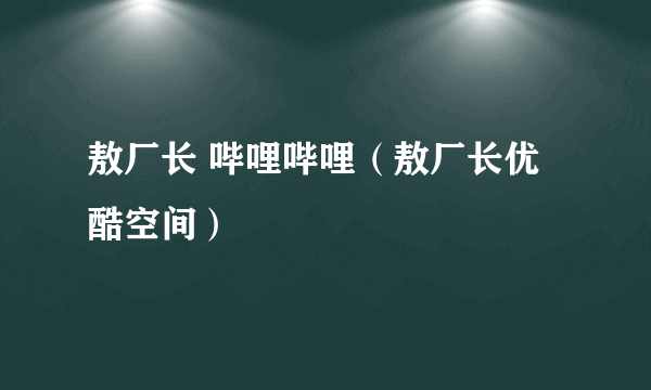 敖厂长 哔哩哔哩（敖厂长优酷空间）