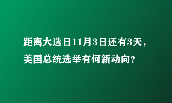 距离大选日11月3日还有3天，美国总统选举有何新动向？