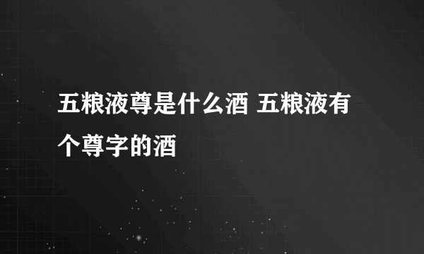五粮液尊是什么酒 五粮液有个尊字的酒