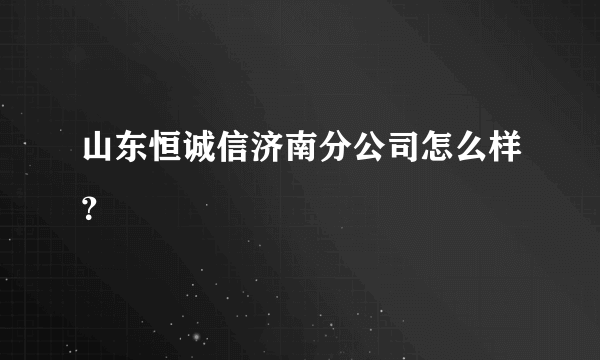 山东恒诚信济南分公司怎么样？