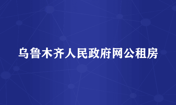 乌鲁木齐人民政府网公租房