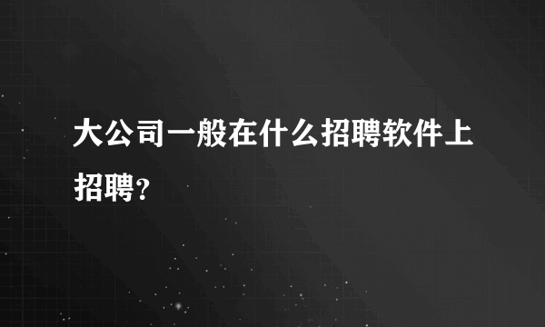 大公司一般在什么招聘软件上招聘？