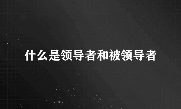 什么是领导者和被领导者