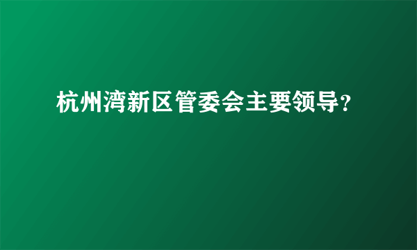 杭州湾新区管委会主要领导？