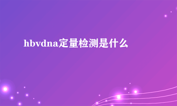 hbvdna定量检测是什么