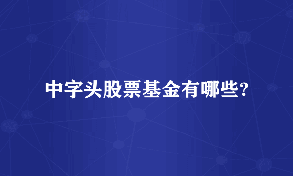 中字头股票基金有哪些?