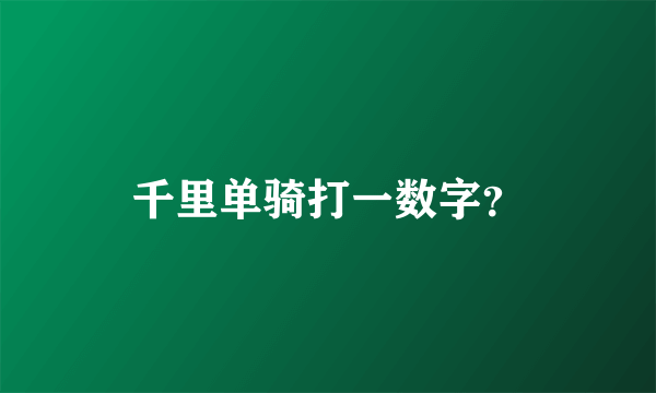 千里单骑打一数字？