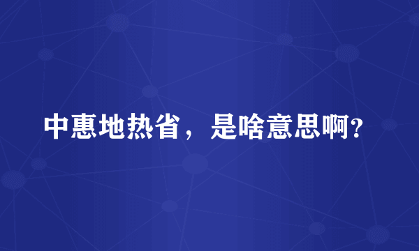 中惠地热省，是啥意思啊？