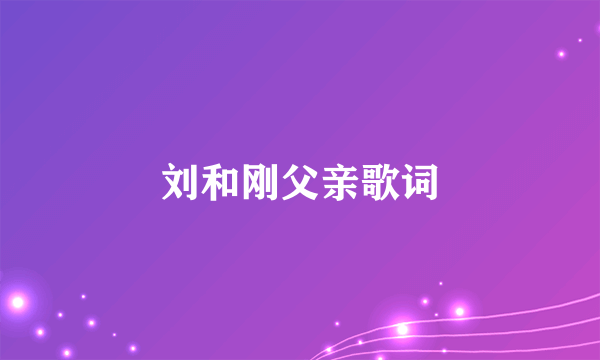 刘和刚父亲歌词