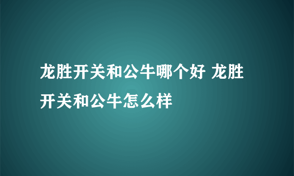 龙胜开关和公牛哪个好 龙胜开关和公牛怎么样
