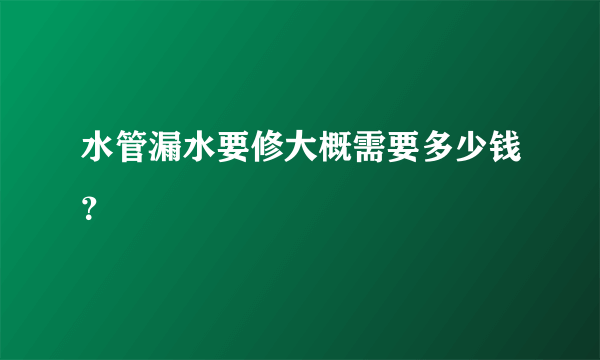 水管漏水要修大概需要多少钱？