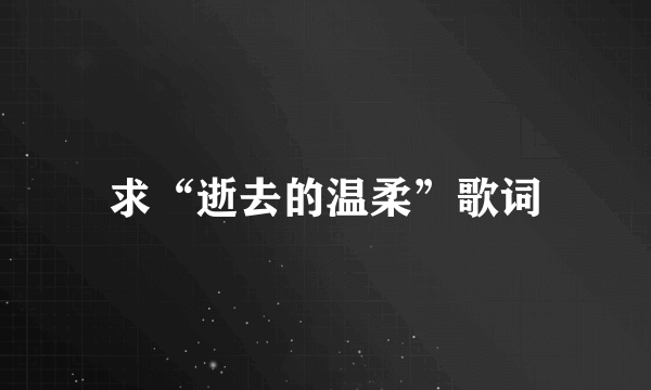 求“逝去的温柔”歌词
